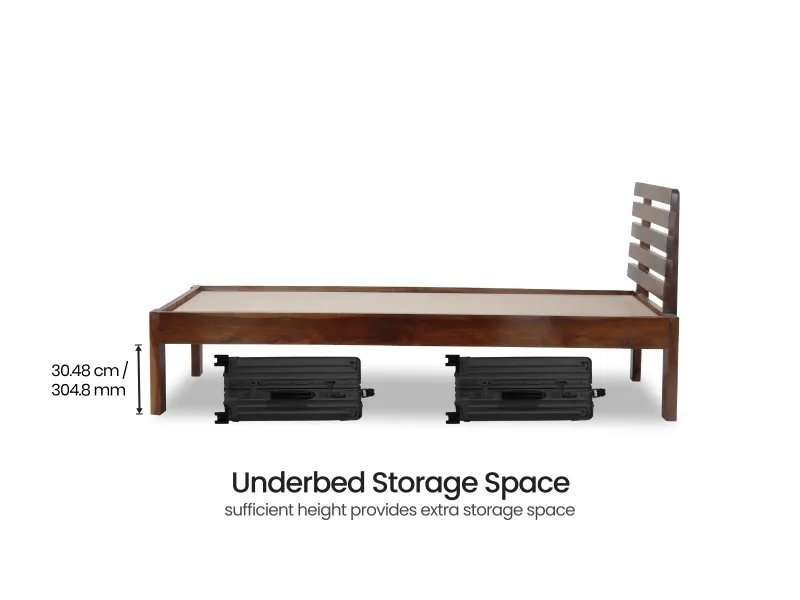 Alexa Solid Wood Single Bed with 4 Inches Mattress ( 78 x 36 Inches)